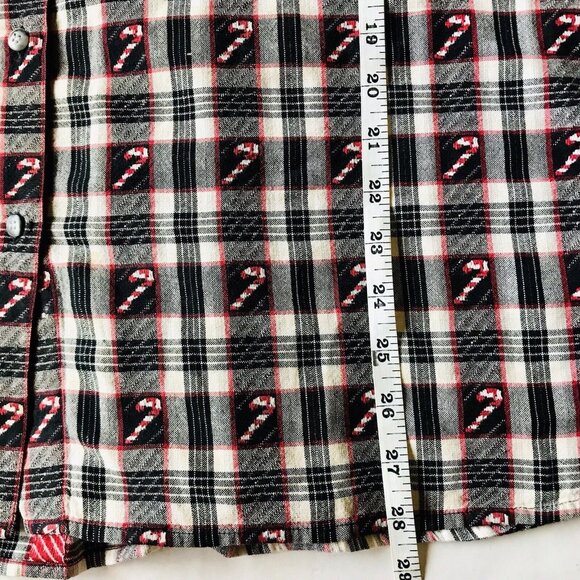 C.S.T. Sport Christmas Flannel Shirt Red White Silver Stripe Holly Candy Cane 3X - Picture 7 of 7